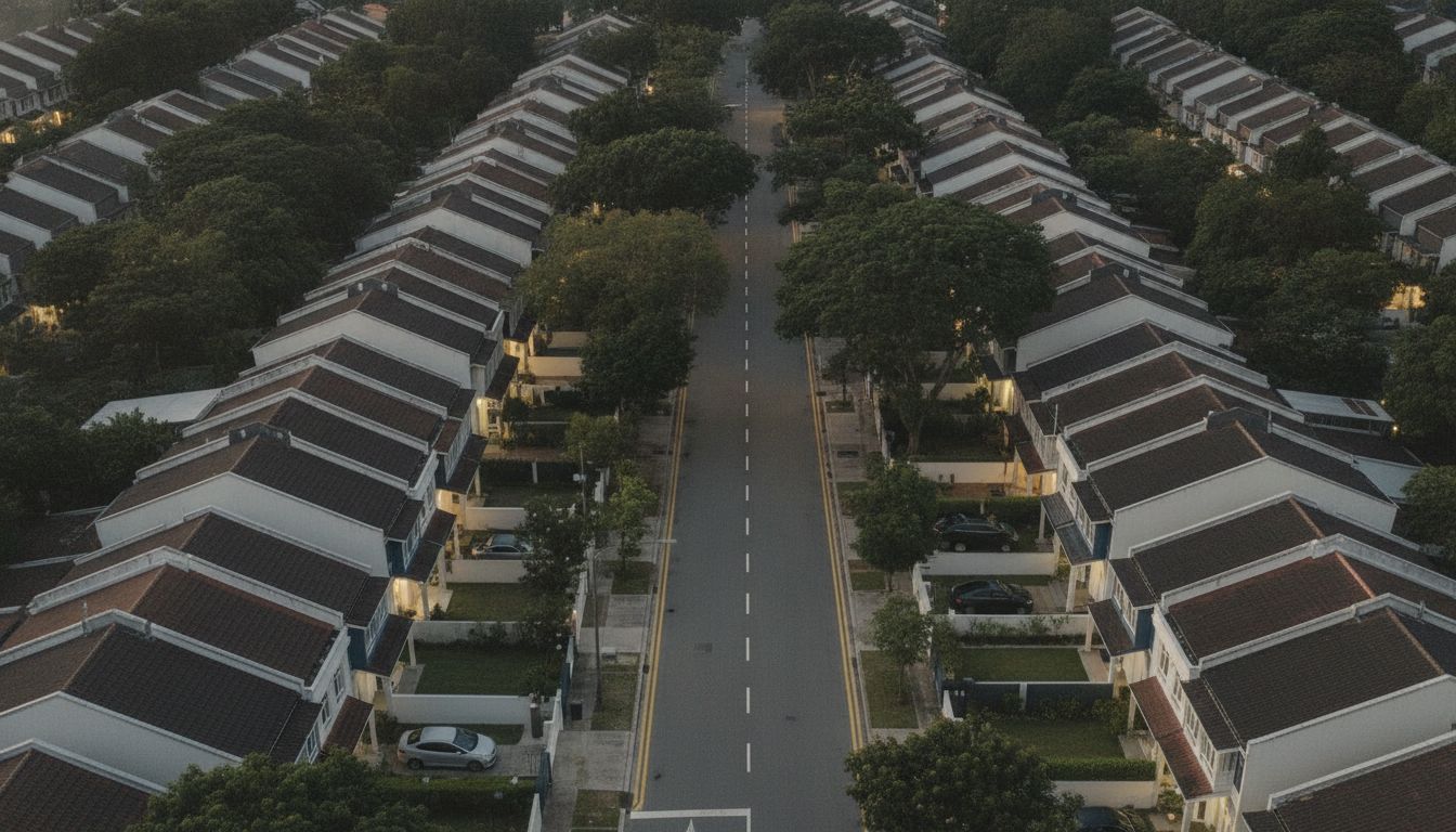 A quiet Kovan Serangoon landed residential street with terrace and semi-detached houses