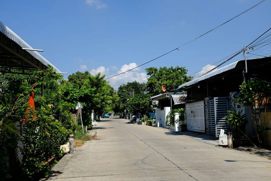 Quiet residential street lined with trees in Serangoon