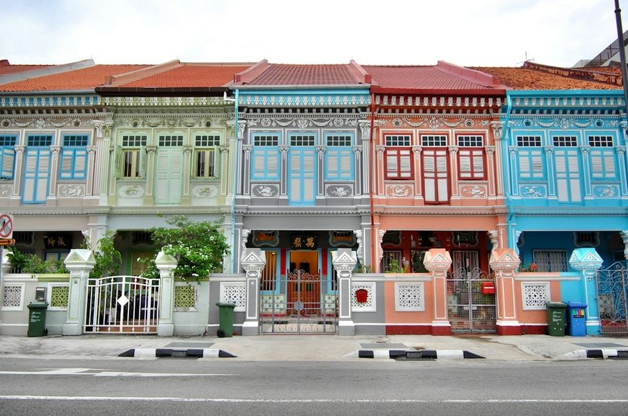 Row of terrace houses on a Singapore landed street